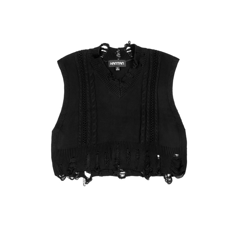 Áo len croptop màu đen