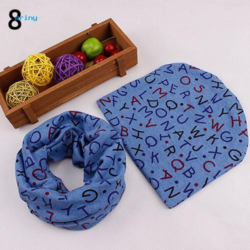 Set 2 món mũ cotton dệt kim + khăn quàng cổ giữ ấm, dễ thương xin xắn cho bé