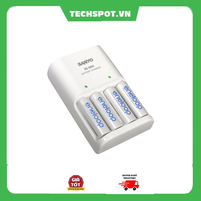 Sạc Sanyo nhanh cho Pin AA / AAA (Trắng) - TECHSPOTVN