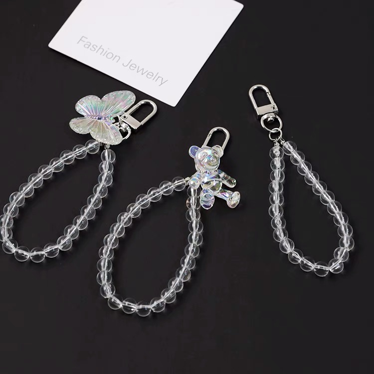Keychain trong suốt butterfly, teddy bear treo collectbook, binder, balo