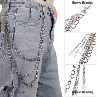 Chuỗi xích gắn trang trí quần jean 3 lớp phong cách hiphop dành cho nữ