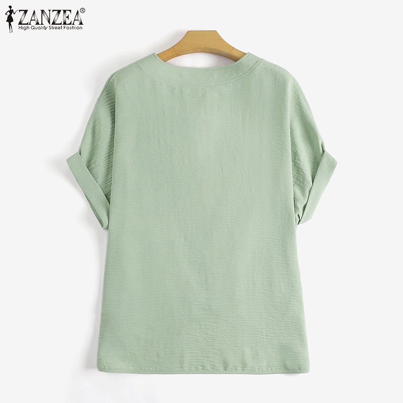 Zanzea Áo Nữ Tay Ngắn Cổ Chữ V Thời Trang Thanh Lịch