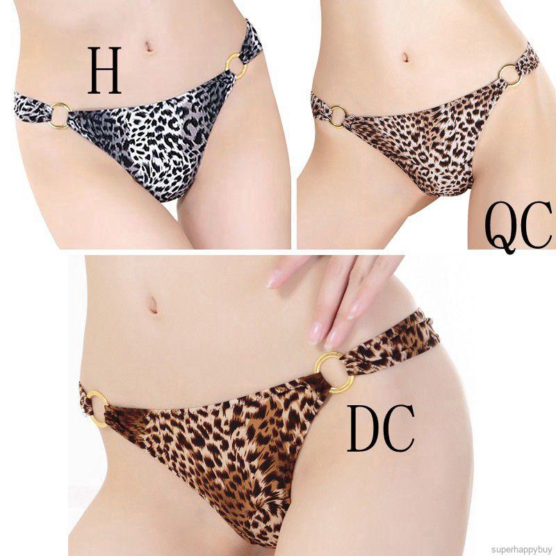 Quần lót dây trang trí khoá kim loại họa tiết da báo quyến rũ cho nữ