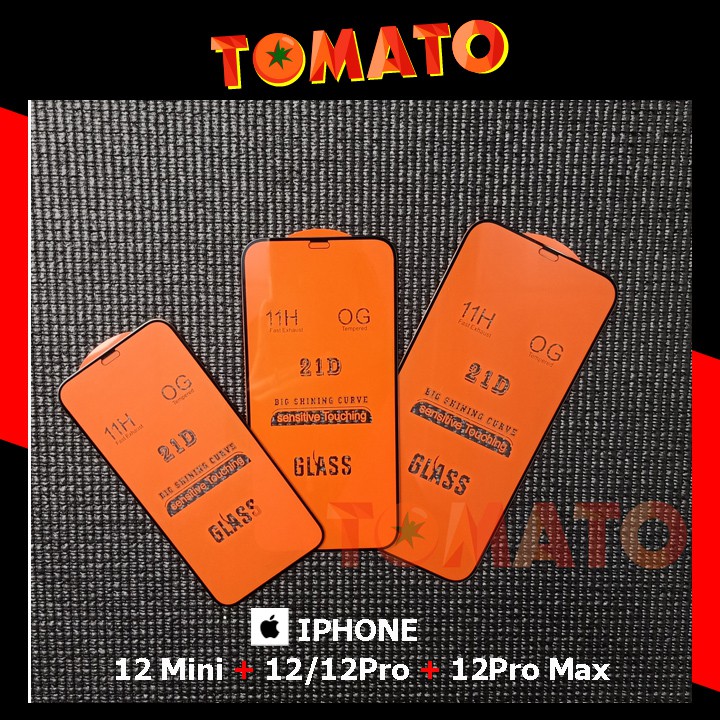 Kính Cường Lực iPhone Full Màn 21D Độ Cứng 11H Siêu Bền Cho Iphone 12 Mini/12/12 Pro/12 Pro Max - Phụ Kiện Tomato