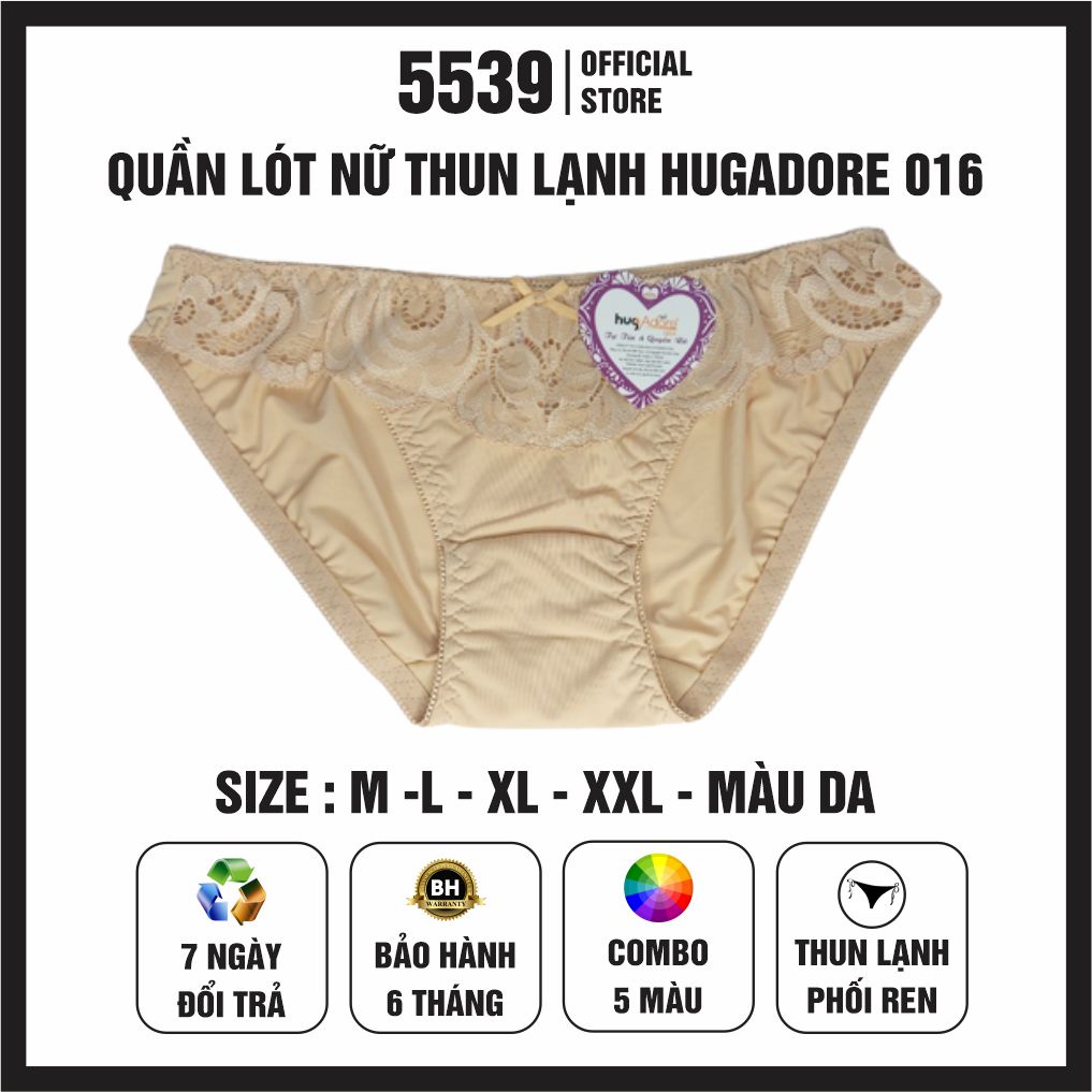 Quần lót nữ thun lạnh phối ren cao cấp hugadore 016 nhiều màu co giản tốt mặc thoải mái dễ phối đồ - Shop 5539