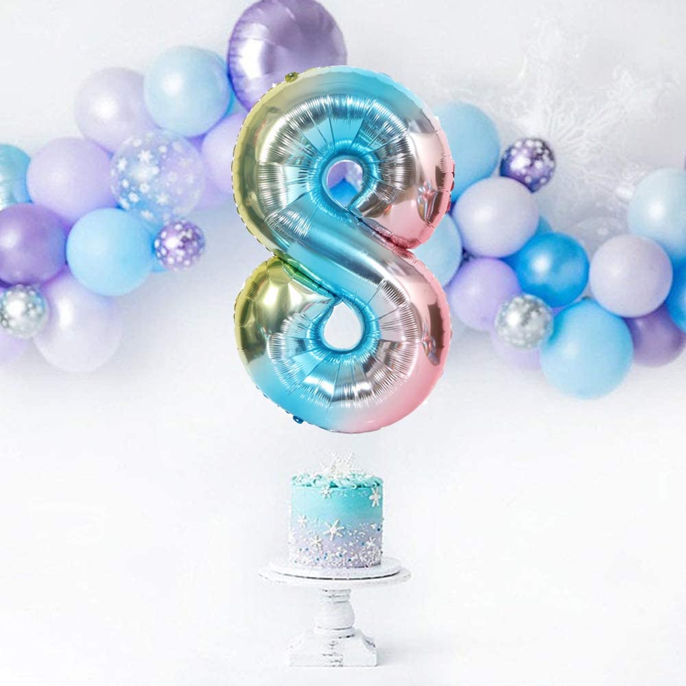 Bong Bóng Lá Nhôm 32 inch Hình Số Màu Sắc gradient Trang Trí Tiệc Sinh Nhật