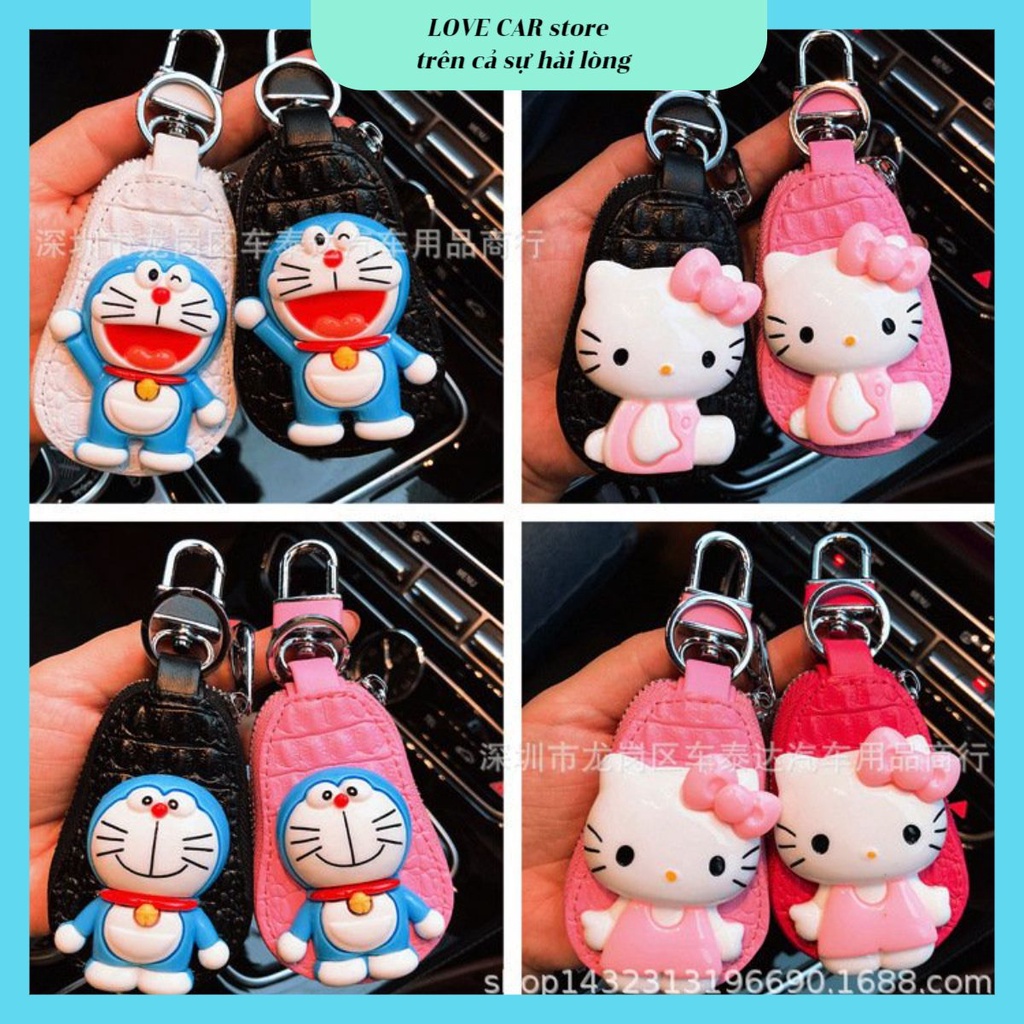 Túi đựng Chìa Khóa Xe ô tô,xe máy đoremon,kitty bằng da nhiều màu🚗