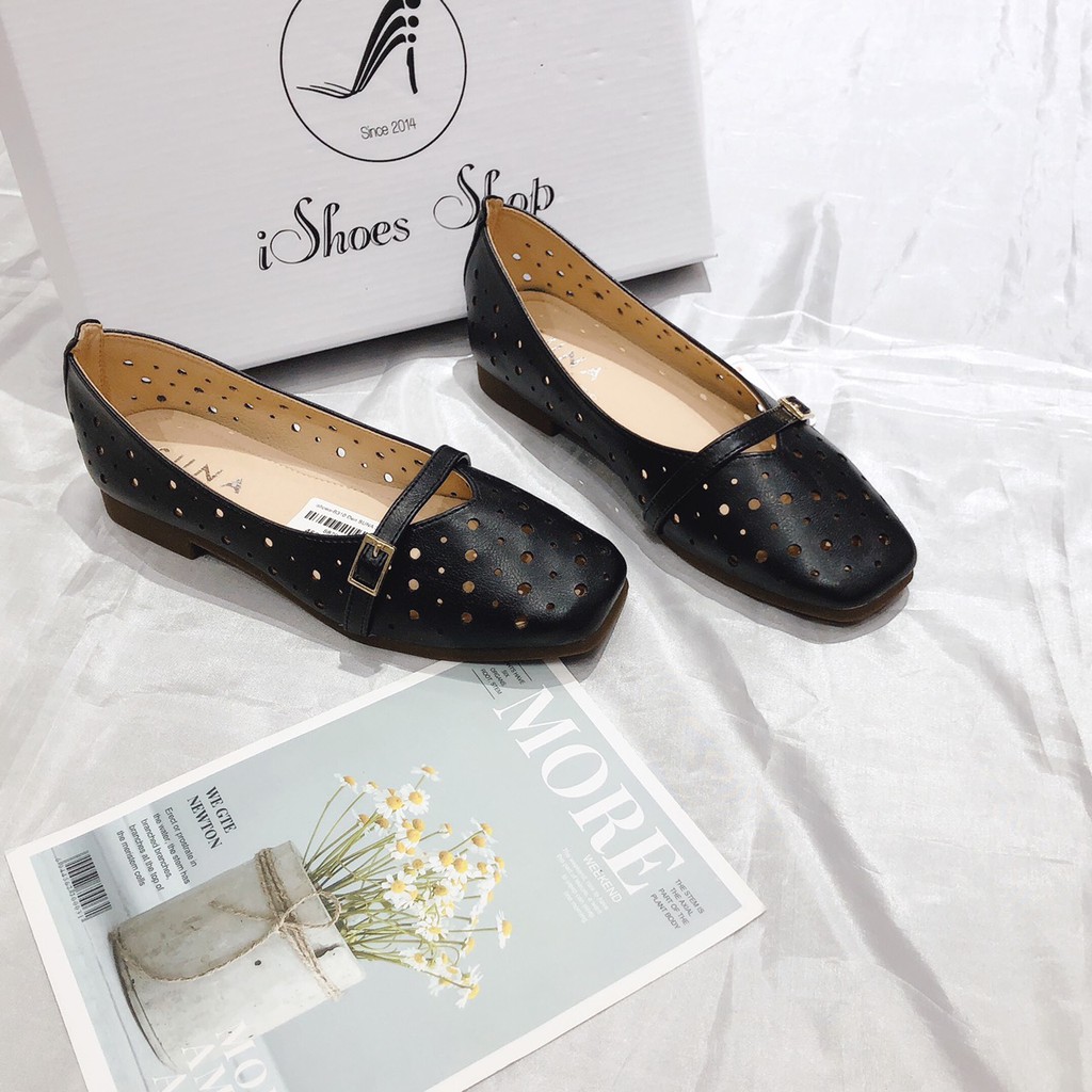 [ẢNH THẬT] GIÀY BỆT SUNA DA MỀM PHỐI VIỀN CÀI KHUY CÁCH ĐIỆU - B310