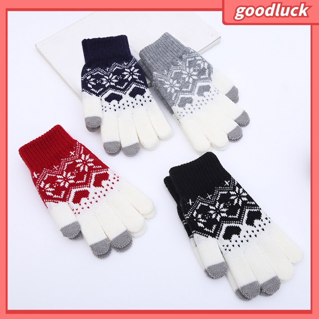 1 Đôi Găng Tay Dệt Kim Dày Dặn Chống Gió Thời Trang Thu Đông Cho Nữ