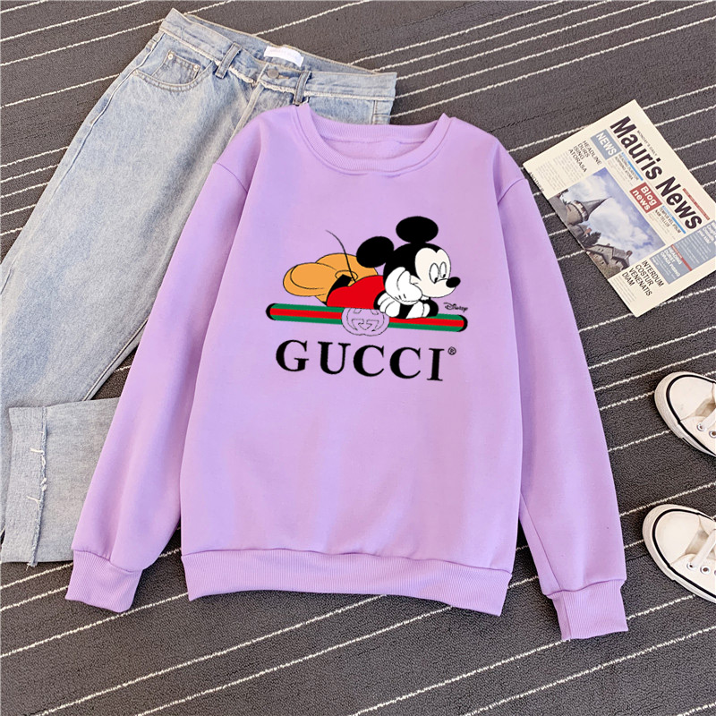 DISNEY Áo Sweater Cổ Tròn Tay Dài Dáng Rộng In Hình Chuột Mickey Thời Trang Cho Cặp Đôi Có 8 Màu Size S-3XL