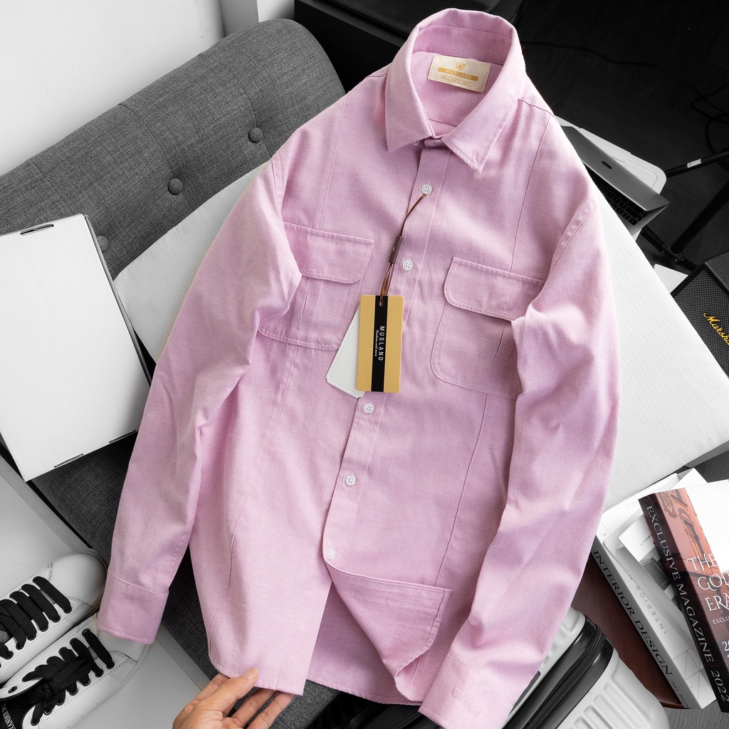 Sơ mi Oxford Musland 2 túi năng động dáng slimfit cực đẹp chất oxford xịn không quá dày mát mẻ cả ngày - SMML2B 💖
