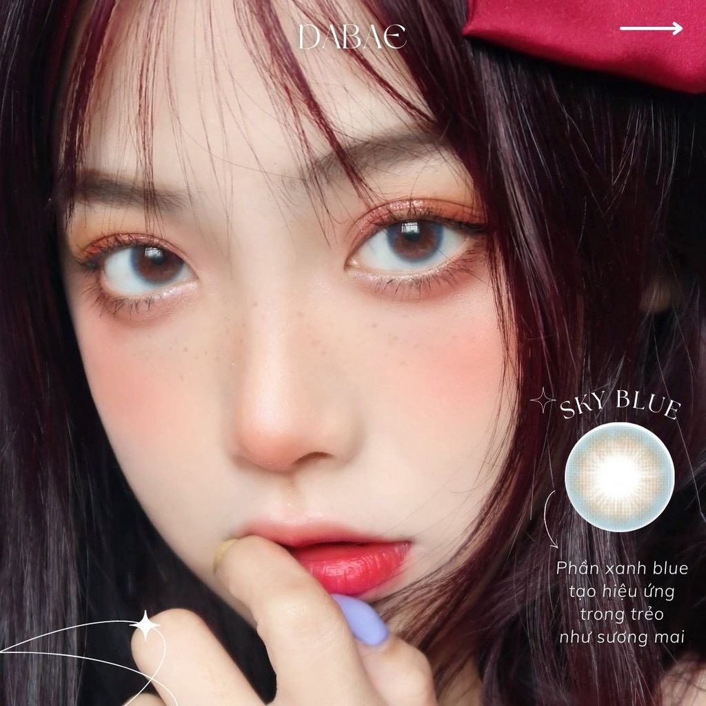 kính áp tròng  Sky Blue lens cận mắt trong veo tự nhiên filter không viền có độ style Hàn Quốc chính hãng Isha
