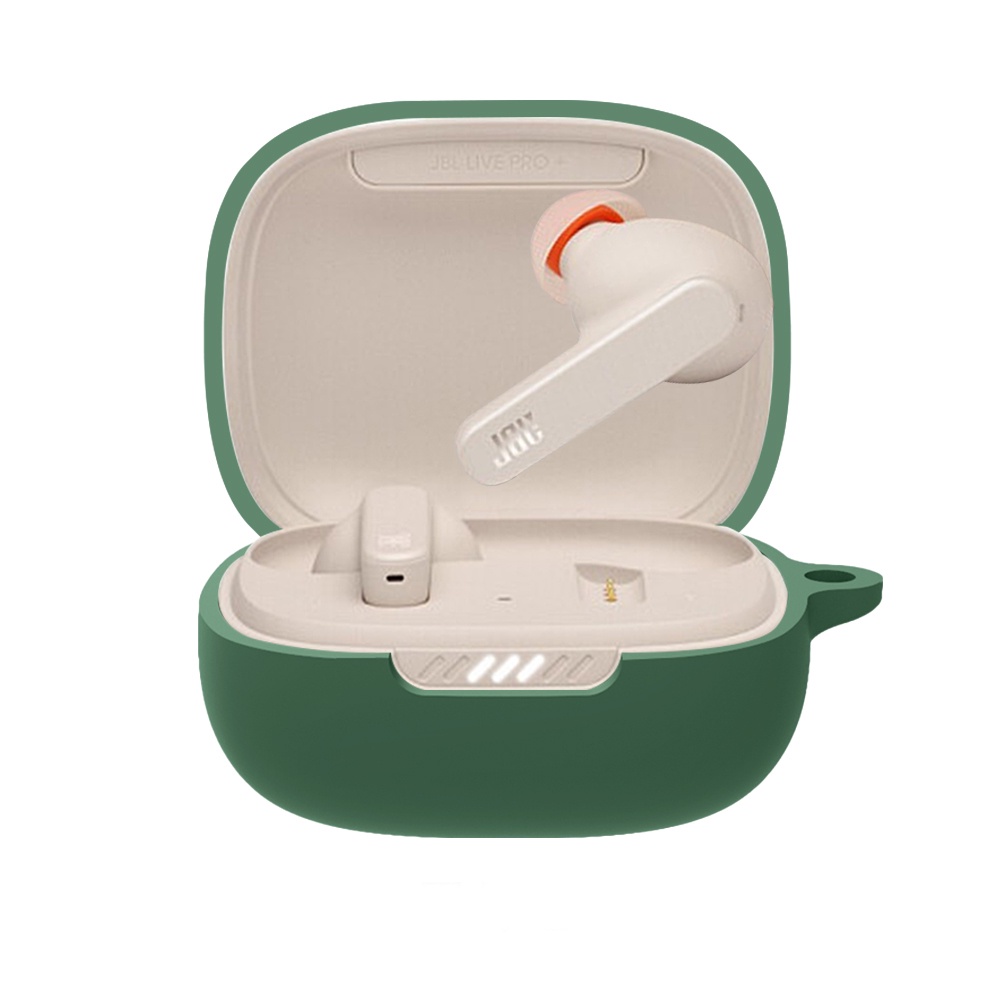 Vỏ Bảo Vệ Hộp Sạc Tai Nghe JBL Live Pro+ TWS Bằng Silicon Mềm Màu Trơn Chống Rơi Kèm Móc