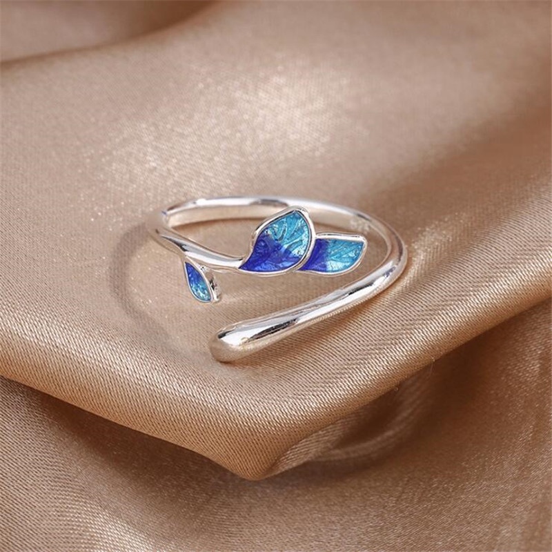 Nhẫn Hở Mạ Bạc 925 Hình Chiếc Lá Sáng Tạo Chất Lượng Cao R397