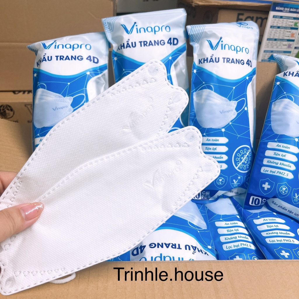 Sỉ 1 thùng 300 cái khẩu trang kf94 Vinapro màu trắng, xám, xanh, đen, hồng kháng khuẩn- tân bình