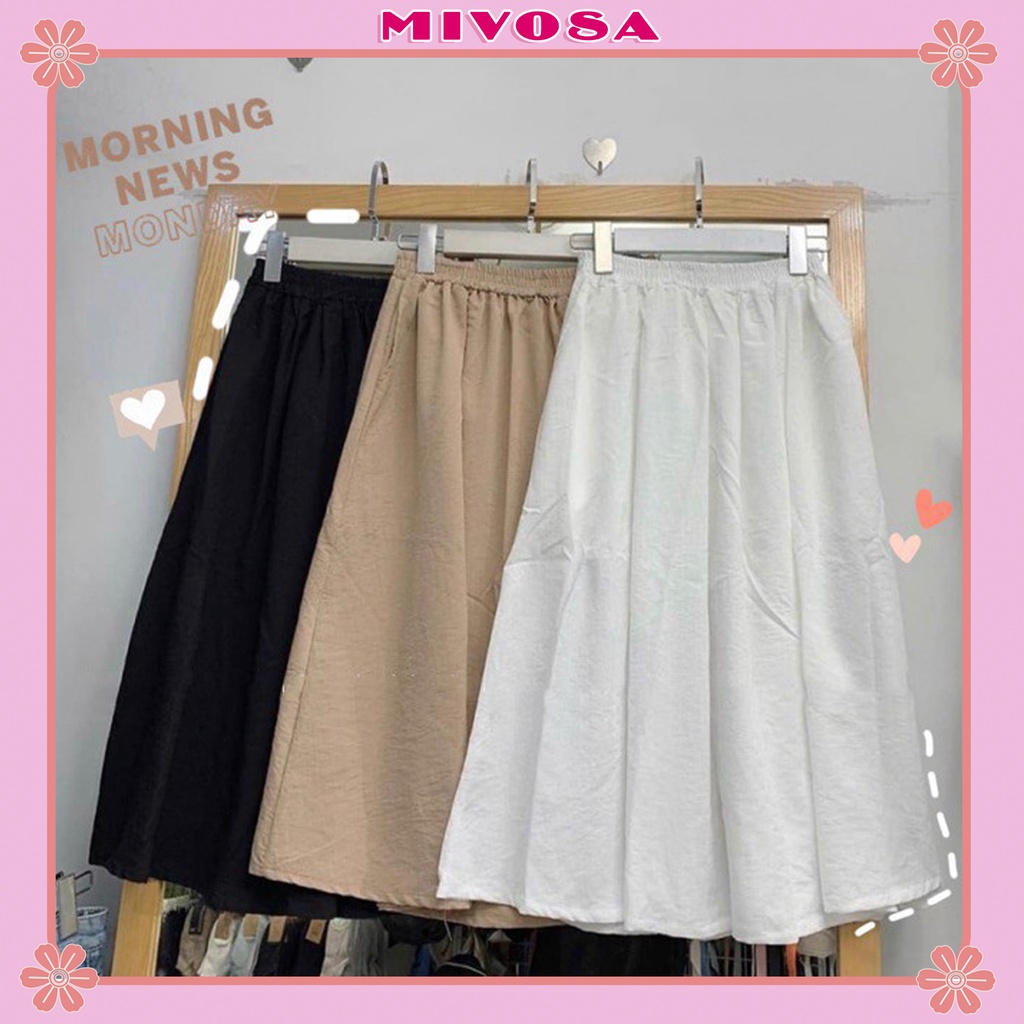 Chân váy đũi học sinh unisex chân váy xòe dáng dài ulzzang nữ MIVOSA CV014