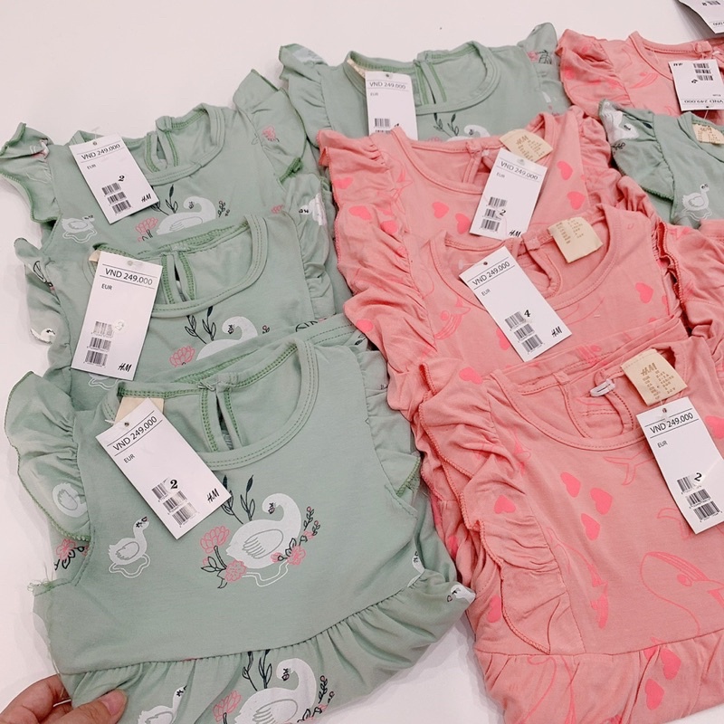SÉT 2 VÁY COTTON BÈO CÁNH TIÊN XANH HỒNG CHO BG