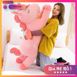 Gấu bông unicorn 1m2 ⚡RẺ VÔ ĐỊCH⚡ gối ôm Ngựa kỳ lân ,ngựa pony một sừng vải nhung co dãn 4 chiều siêu mềm mịn