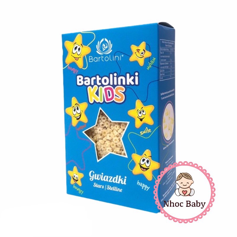 Mì nui hình ngôi sao và chữ số Bartolini 250g cho bé từ 10 tháng tuổi trở lên