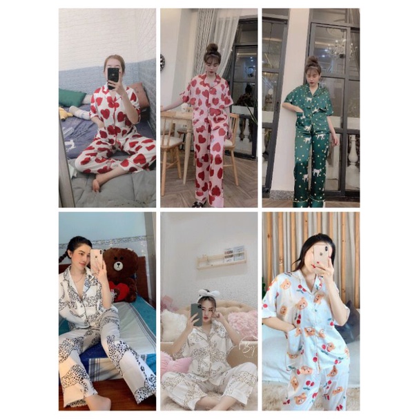 BỘ SATIN LỤA CÁNH DƠI TAY NGẮN QUẦN DÀI