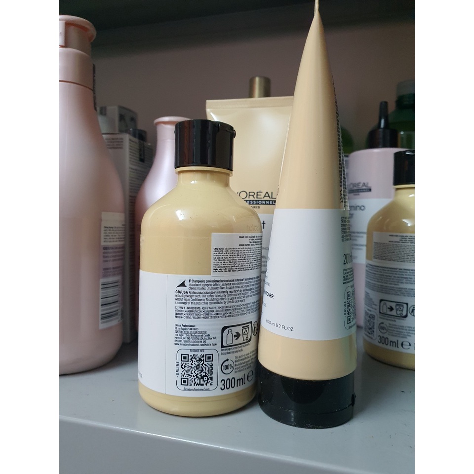 Combo gội xả Loreal Professionnel phục hồi tóc hư tổn Serie Expert Absolut Repair Gold 300ml-200ml