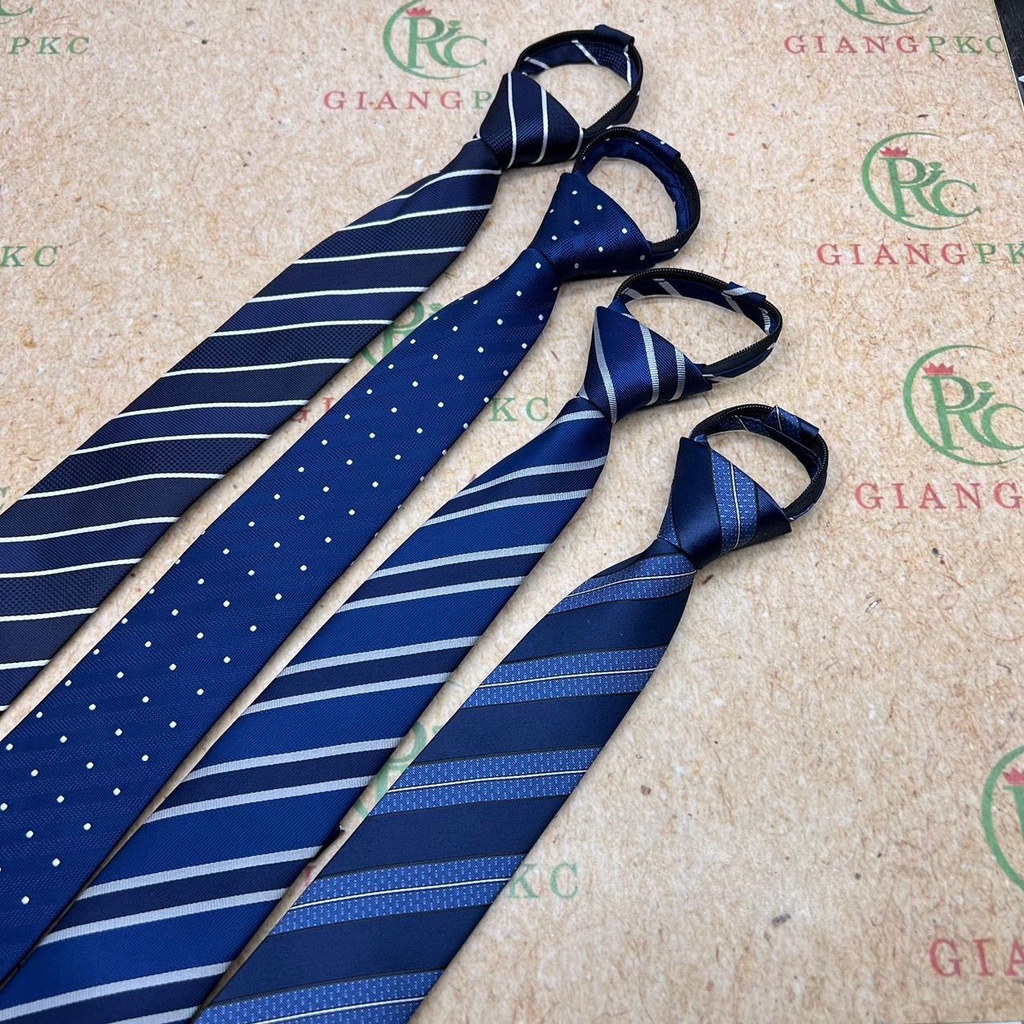 Cà vạt nam thanh niên TP HCM cao cấp 6cm thắt sẵn dây kéo đồng bộ xanh đen đẹp Giangpkc 2022 Phụ kiện cưới Giang