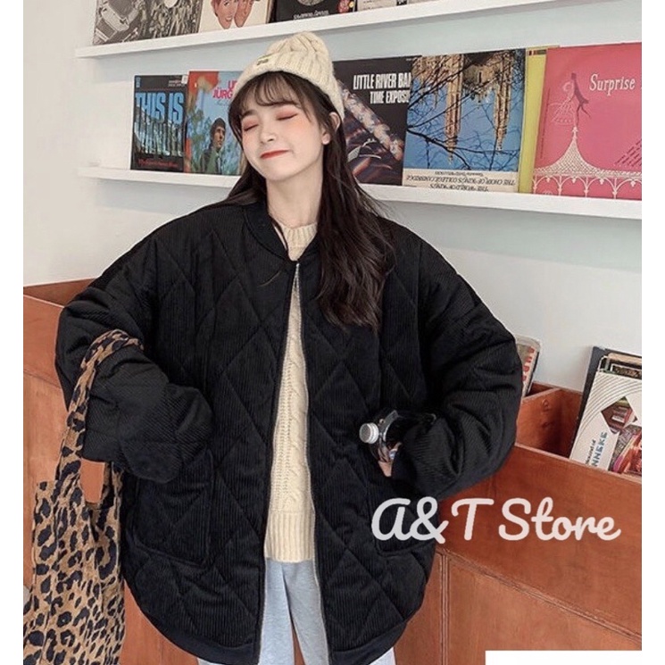 Áo khoác bomber trám trần bông 2 túi Ulzzang