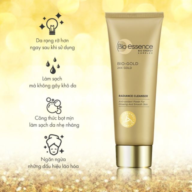 Sữa rửa mặt ngăn ngừa lão hóa Bio-Essence Bio-Gold Cleanser chiết xuất vàng 24k 100g | BigBuy360 - bigbuy360.vn