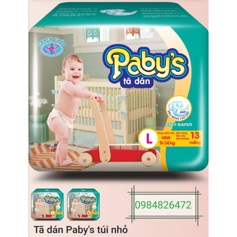 Tã dán paby's Thạch thảo Bộ 140 miếng bỉm dán sz M, 130 miếng bỉm dán size L tặng 1 miếng cùng size