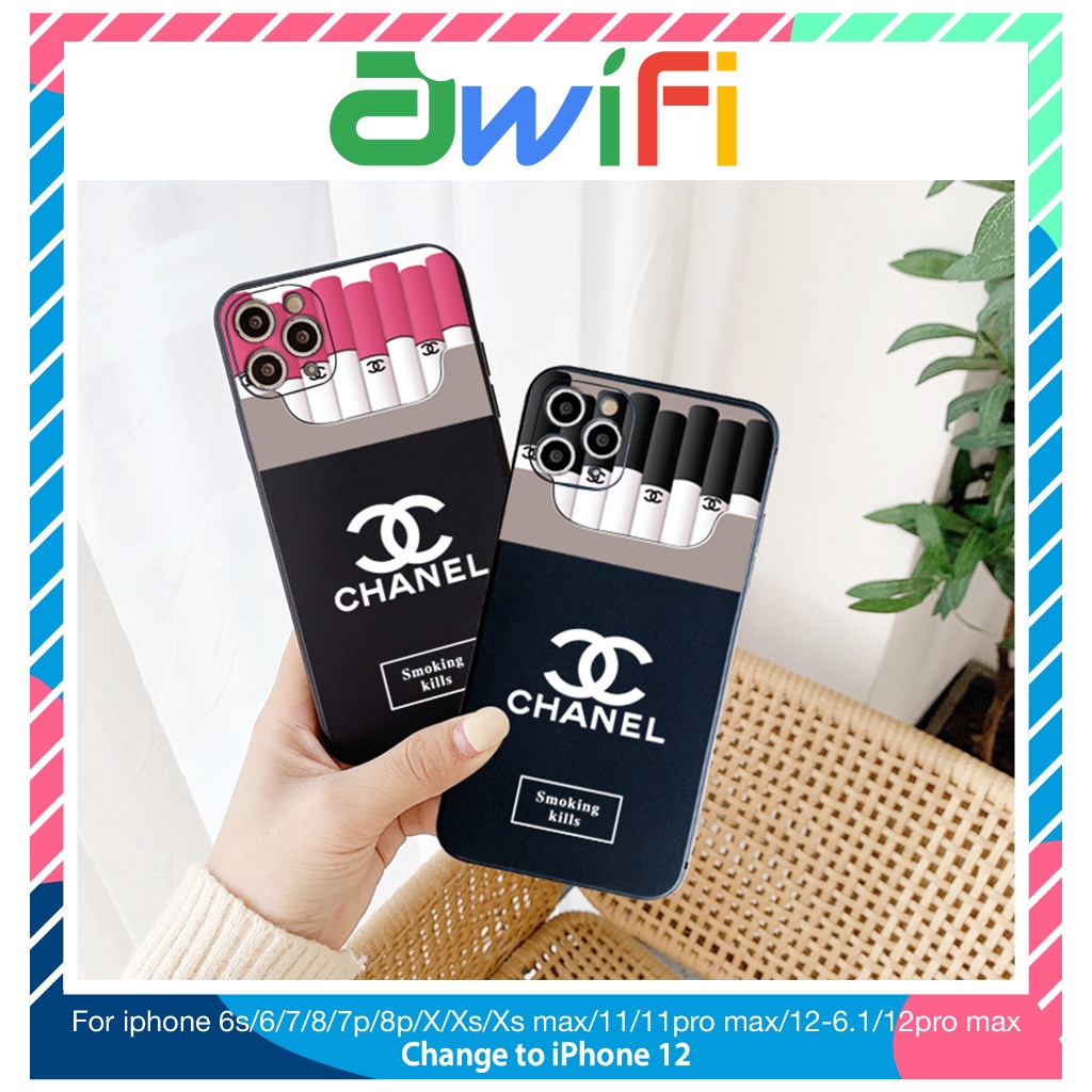 Ốp lưng iphone cạnh vuông cha.nel smok 6/6plus/6s/6splus/7/7plus/8/8plus/x/xr/xs/11/12/pro/max/plus/promax- Awifi R3-10