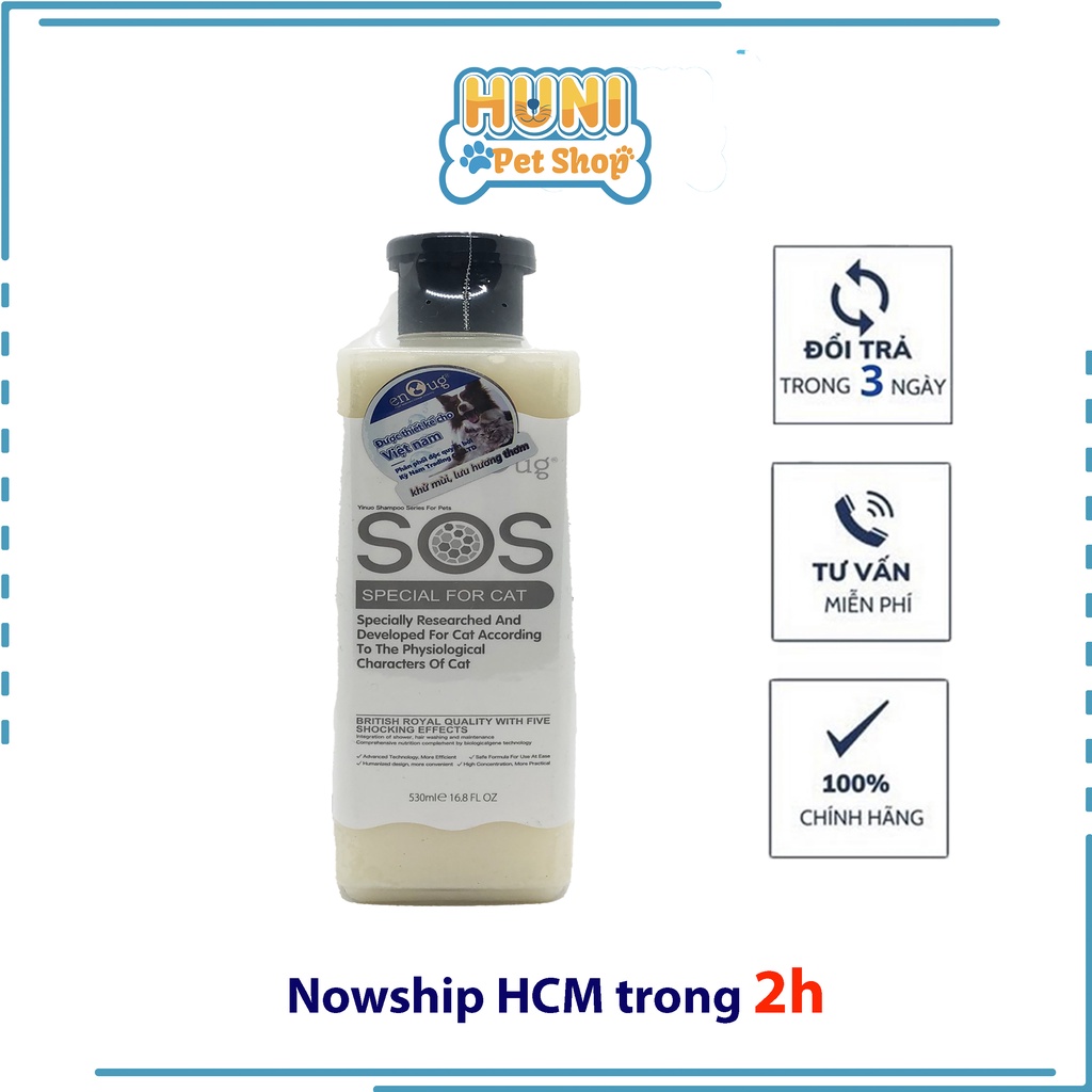 Sữa tắm SOS Sữa tắm chó Poodle khử mùi hôi và chó lông trắng, thơm lâu chai 530ml - Huni Petshop