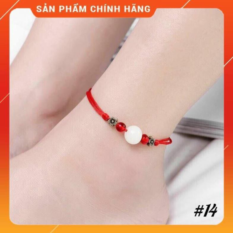 [Bản Mới Nhất] Lắc chân nữ chỉ đỏ cầu may mắn đính hạt phong cách Hàn Quốc 14 mẫu JL64