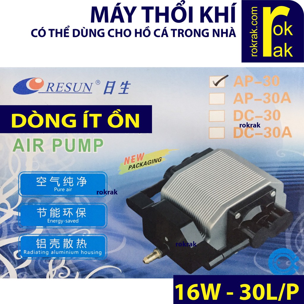 GIÁ SỈ-Máy sục sủi thổi khí oxy AP30 AP-30 AP50 16w dòng ít ồn hơn 80% so với các model ACO-001 003 004 của Resun