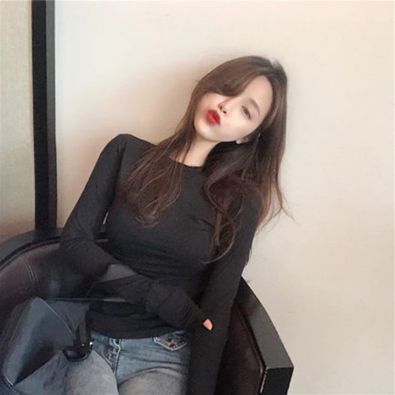 Áo thun ôm IELGY tay dài màu sắc kẹo ngọt phong cách Hàn Quốc cho nữ