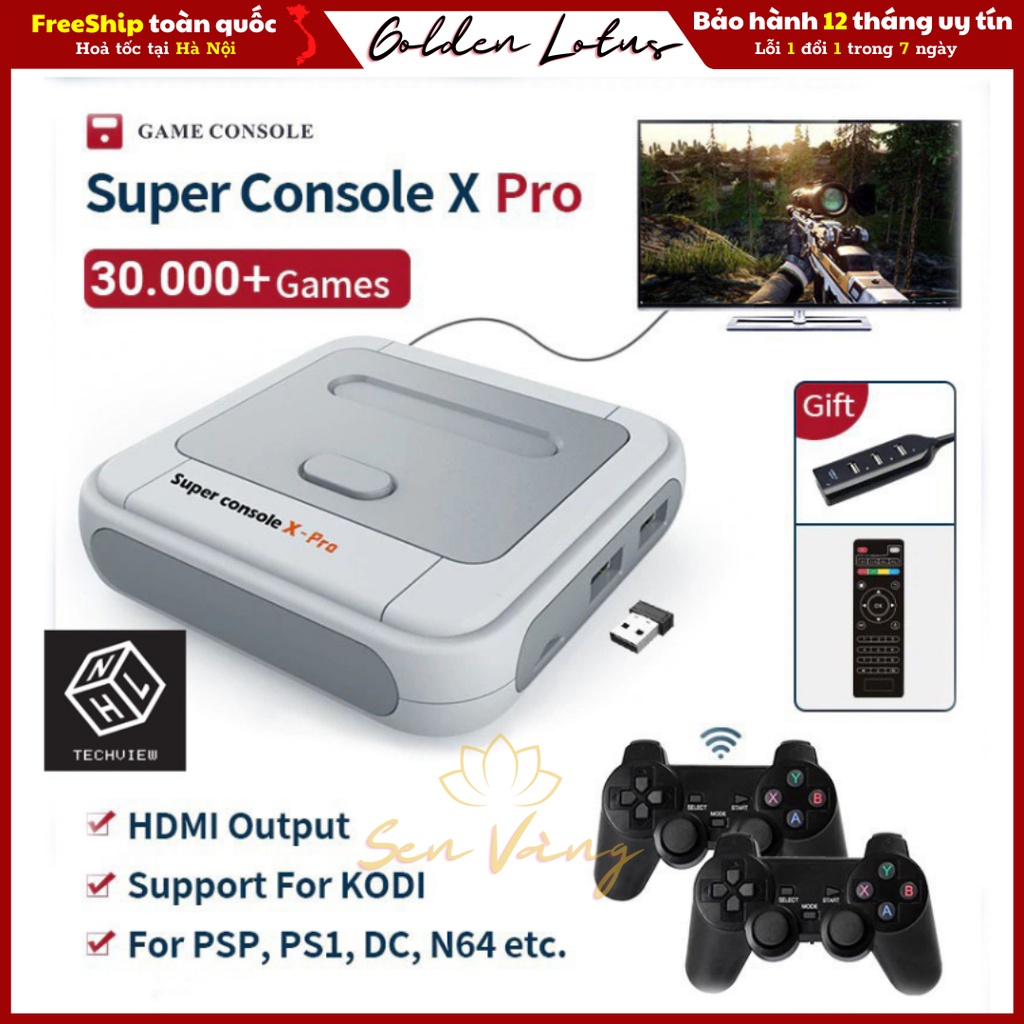 HOTMáy Chơi Game Super Console X Pro 4K HD Retro dành cho PSP / PS1 / DC / N64-Tặng Kèm 2 Tay Cầm Chơi Game Không Dâ