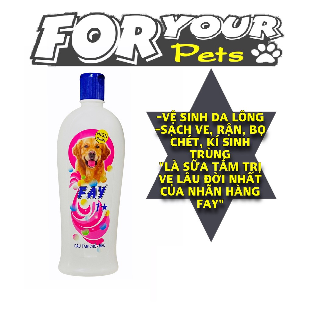 SỮA TẮM DIỆT VE FAY 5*300ML-"CỰC THƠM" MƯỢT LÔNG - (SỮA TẮM FAY 5 SAO CHÓ MÈO 5 TÍNH NĂNG )