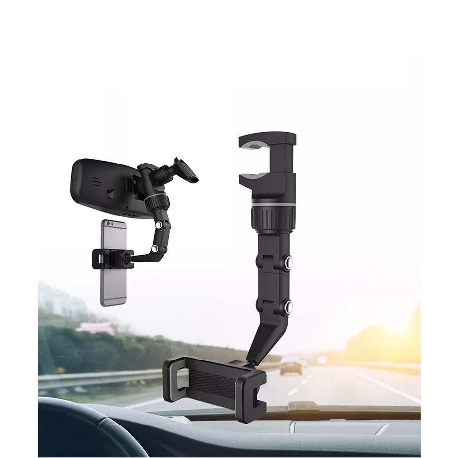 Kẹp điện thoại ô tô, Giá treo điện thoại gương chiếu hậu xoay 360, kẹp ghế sau ô tô, kính chiếu hậu, giá sách, lưng ghế