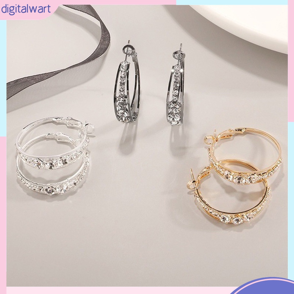 Bông Tai Tròn Đính Đá Lấp Lánh Quyến Rũ Dành Cho Nữ