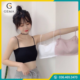 Áo bra su trơn quây 2 dây mảnh không gọng có đệm ngực, Áo 2 dây sợi bún quây ngang đúc su trơn