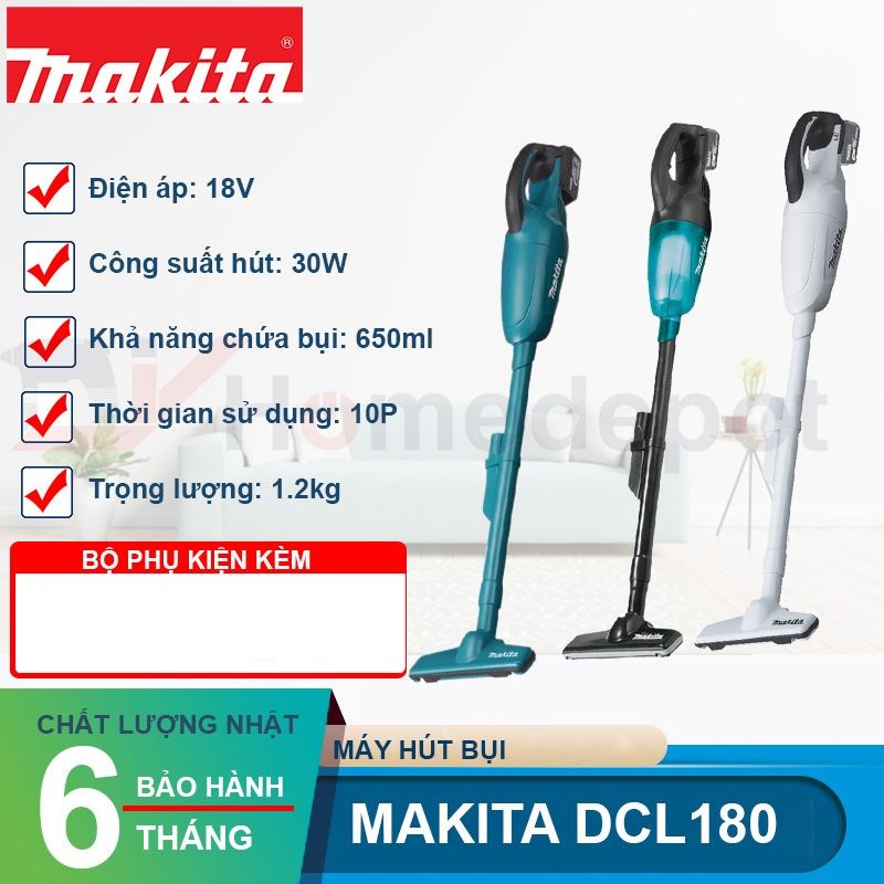 Hút bụi chính hãng dùng pin 18v Makita DCL180 ( Full phụ kiện). BN.