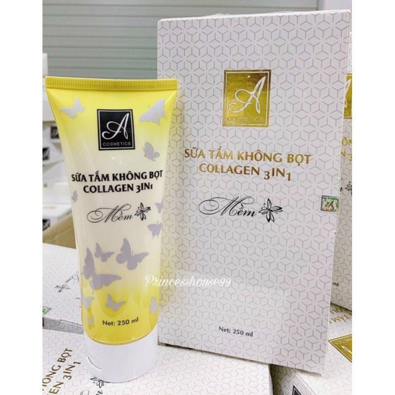 Sữa Tắm Trắng Da Không Bọt COLLAGEN 3IN1 A COSMETIC không hộp