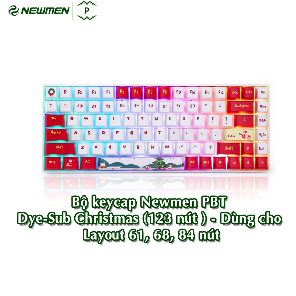 Bộ keycap Newmen PBT Dye-Sub Christmas  - Dùng cho Layout 61, 68, 84 nút