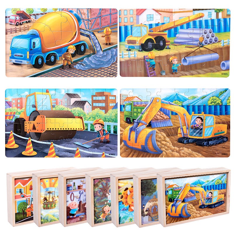 4 In 1 Wooden Jigsaw Puzzle Kids Toys Gift