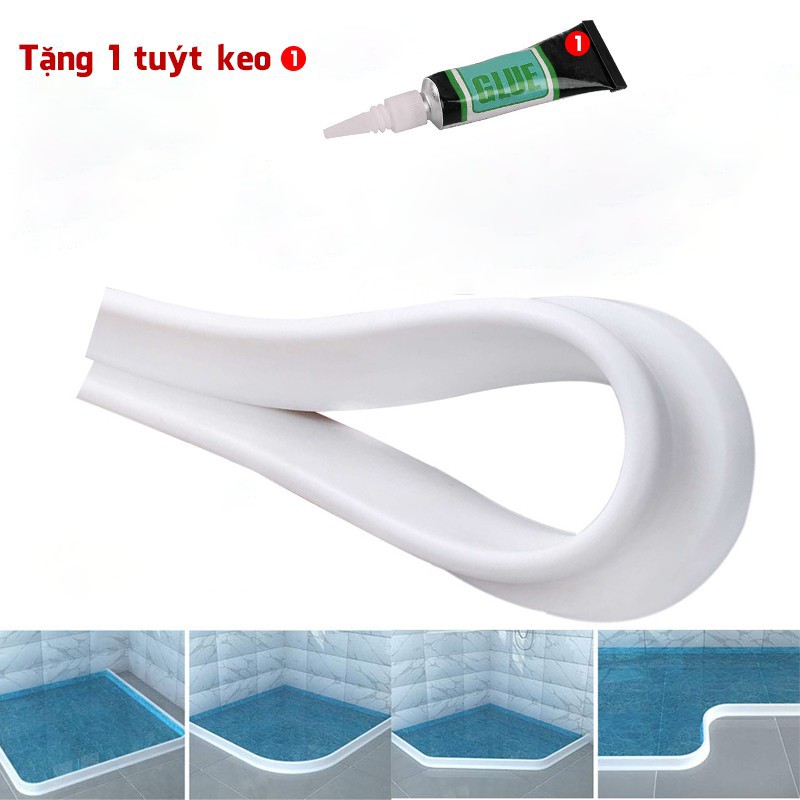 Dải Silicon Chặn Nước Cho Nhà Tắm Tiện Lợi Dùng Nhà Vệ Sinh, Miếng Chắn Nước Chỗ Rửa Tay, Máy Giặt + TẶNG KÈM KEO DÁN