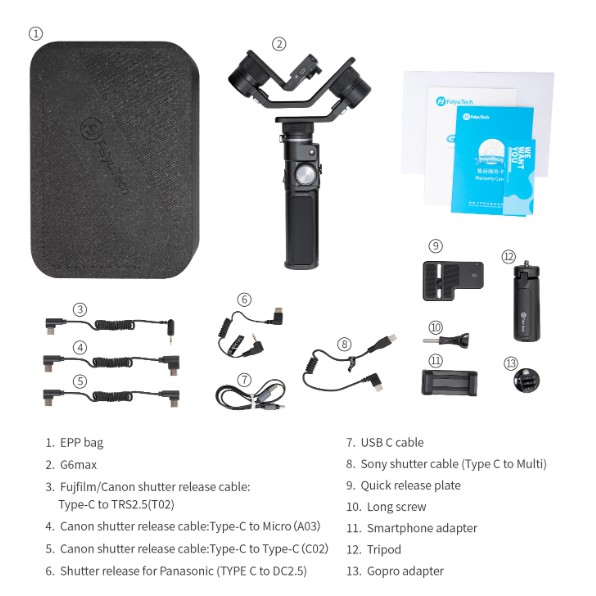 Gimbal Feiyu-Tech G6 Max - Dành cho máy ảnh , điện thoại, pocket camera ....Điều Khiển Gimbal thông qua Wifi/ USB | BigBuy360 - bigbuy360.vn