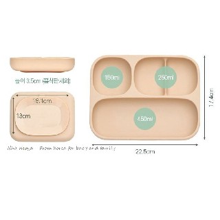 Khay ăn dặm silicon cho bé Moyuum 17x22cm, Khay ăn Hàn Quốc đế hít kèm nắp - Monnie Kids