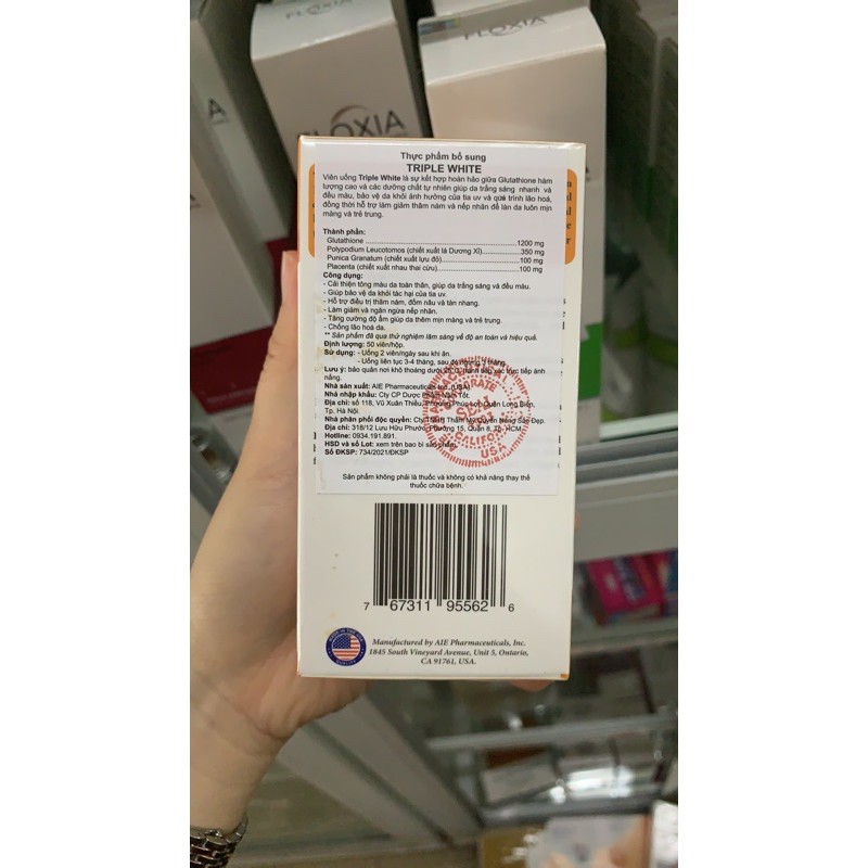 Viên uống chống nắng trắng da Triple White Glutathion 1200 | Thế Giới Skin Care
