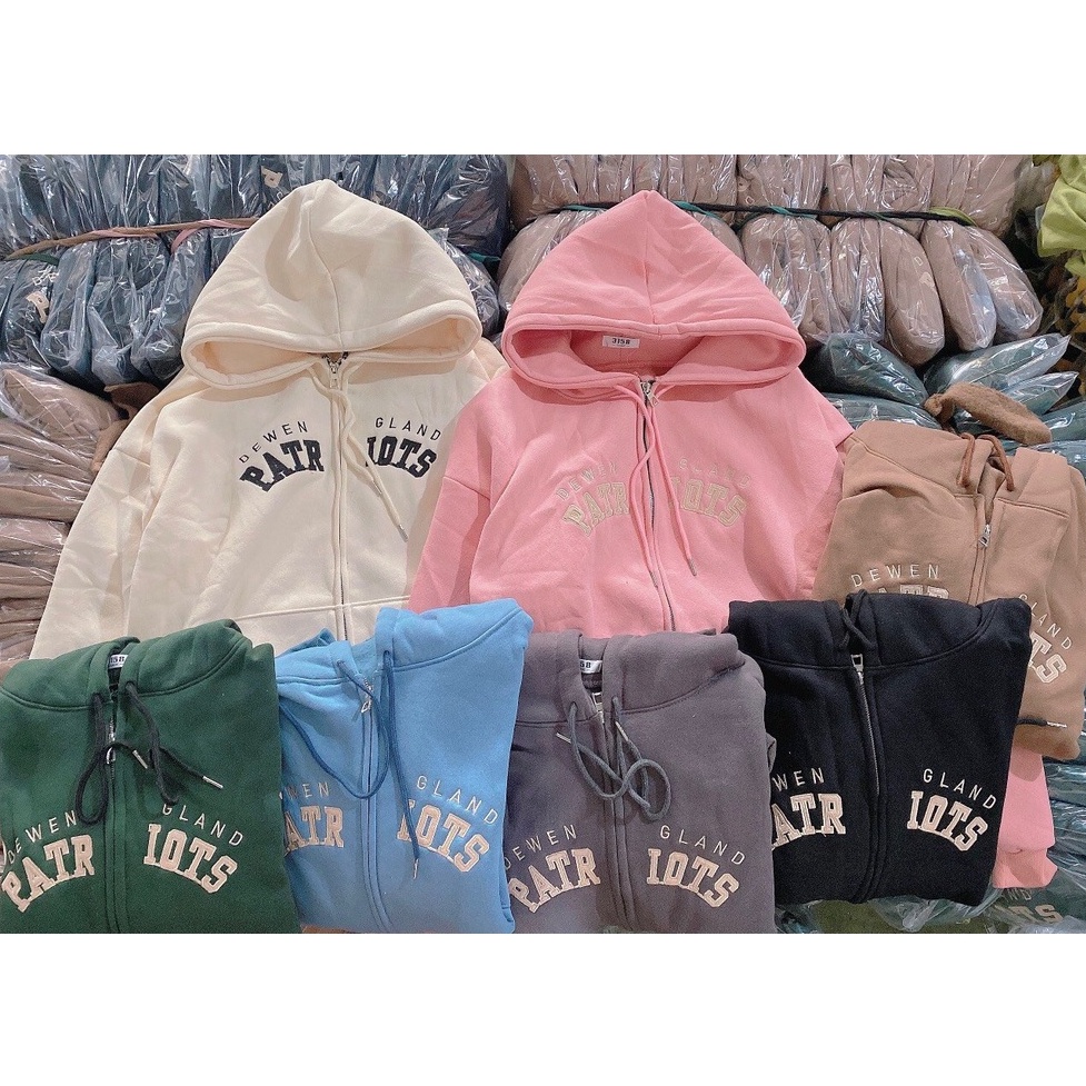 Áo Hoodie Zip Oversize Patriots Unisex - Áo khoác nỉ ngoại form rộng tay bồng thiết kế kiểu dáng hàn quốc