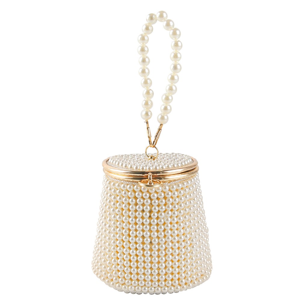 Ví Clutch Bag nữ dự tiệc đính hạt ngọc trai giả dạng ấm trà nhỏ siêu đẹp