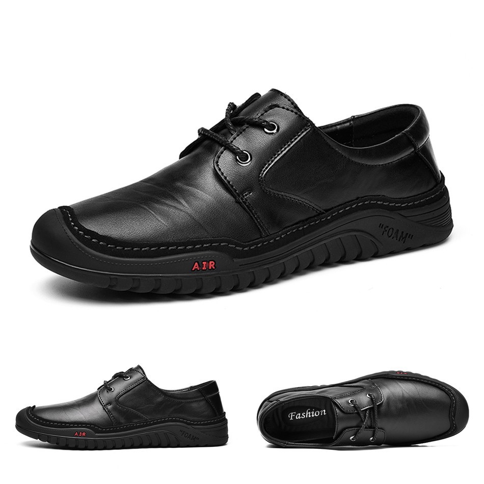 Inlike Genuine Leather Shoes Men Luxury Brand Mens Lace Up Casual Driving Shoes